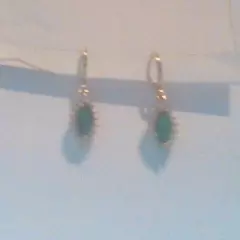 Elegant Emerald enhanced with Diamonds Slim Earrings