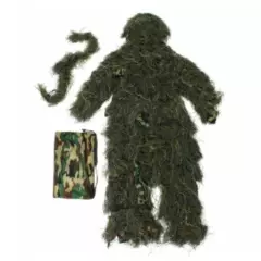 5 Piece Ghillie Suit Woodland Camo Camouflage clothing 3D Hunting Free Size