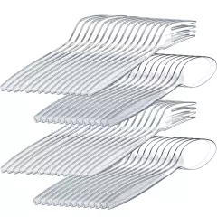 Clear Plastic Cutlery Set - (Bulk Pack 360 Pcs) Plastic Utensils Heavy Duty, ...