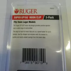 Ruger Moon Clips; Made for GP100, 9mm Revolver; 2 Packs of 3 Clips; 90719