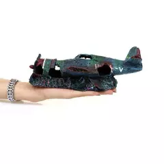 Fighter Plane Wreck Ruin Aquarium Decoration Fish Tank Artificial Craft Resin