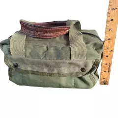 Vintage Shell Bag Canvas Leather Green Travel Small Duffle Hunting Gear EDC