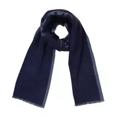 Salvatore Ferragamo Blue Marine Macro Signature Cashmere And Wool Scarf