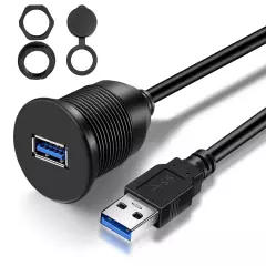 Single Port USB 3.0 Car Flush Mount Cable, USB Dash Mount Adapter Male to Femal