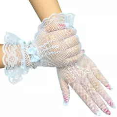 Women Summer UV-Proof Driving Mesh Fishnet Lace Mittens Full Finger Gloves