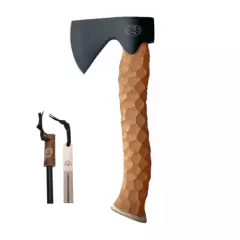 Karesuando Kniven Bushcraft Set Black 5Cr15MoV Steel Axe Head Beech Wood Handle 