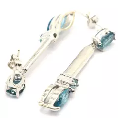 Stunning London Blue Topaz CZ Women Wedding Silver Earrings 