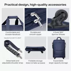 Hanke Suitcases with Wheels Expandable Foldable Luggage Bag Suitcase Collapsi...