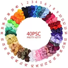 40 Pack Large Satin Scrunchies for Thick Thin Hair,Soft Silk Hair Scrunchy