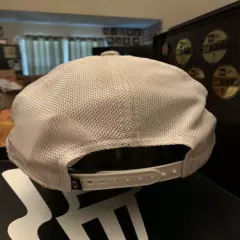 New Era 9Forty Striped Golf SnapBack Hat Gray And White Trucker Style