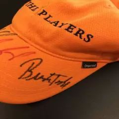 The Players Club TPC Sawgrass Baseball Hat Golf Cap Orange Autographed 3 Sigs