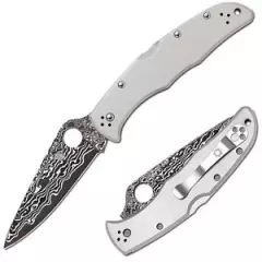 SPYDERCO NUMBERED Endura4 Flat Ground VG10 Damascus Titanium Handles C10TIPD