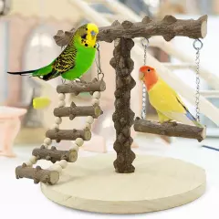 Bird Play Stand Cockatiel Playground Parrot Wood Perch Gym Toy Swing With Ladder