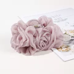 Large Chiffon Rose Flower Bow Hair Claw Jaw Clips For Women Hair Clamps•