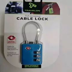 Travelon TSA Accepted 3 Digit Cable Combination Luggage Lock Aqua