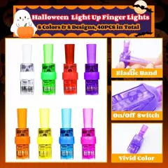 Halloween Party Favors for Kids, 40PCS LED Finger Lights Glow in The Dark... 