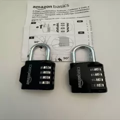 Amazon Basics 4-Digit Combination Lock, Black, 2-Pack