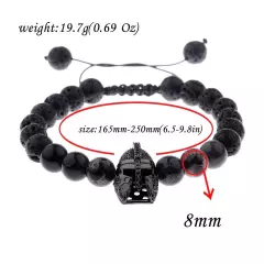 Charm Men Spartan Helmet Warrior Bracelet Natural Lava Stone Ajustable Bracelets