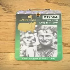 2002 MASTERS GOLF AUGUSTA NATIONAL BADGE TICKET TIGER WOODS 3rd WIN VERY RARE