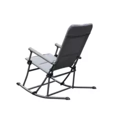 3 Piece Set Gray Table Rocking Chair Folding Seating Patio Set Steel Frame 