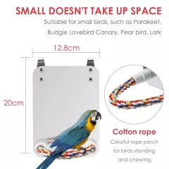 Bird Mirror with Rope Perch Cockatiel Mirror for Cage Bird Toys Swing Parrot