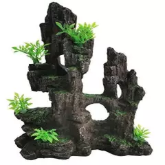  Aquarium Mountain View Stone Ornament Resin Fish Tank Decoration Betta 