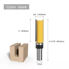 1/2" 12mm Shank Template/Pattern Straight Router Bit Flush Trim Wood Cutter