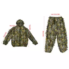 3D Ghillie Suit Set Sniper Train Leaf Jungle Forest Wood Hunting Camouflage