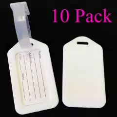 Pack of 10 Travel Luggage Bag Tag Plastic Suitcase Baggage Office Label, White