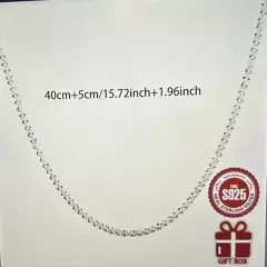 ONE-925 Sterling Silver Hyperallagentic Glitter Chain- Adjustable 15.72” + 1.96”