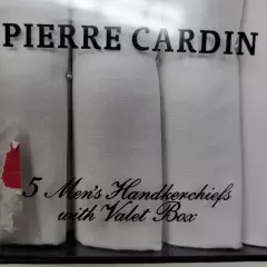 4 Vintage Pierre Cardin White handkerchiefs with valet box