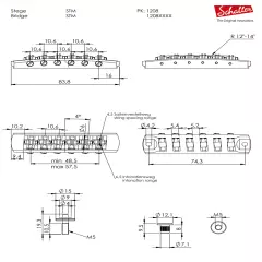 Schaller Germany STM Roller Bridge for Les Paul Guitar, NICKEL w/ Brass Saddles