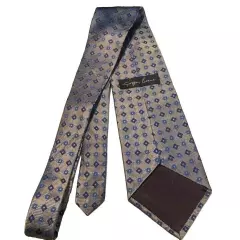 #1505 Geoffrey Beene men's gray and blue silk woven necktie 56x4