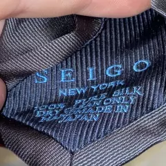 SEIGO KATSURAGAWA Hand Made In Japan Solid Gray Grey 100% All Silk Necktie Tie