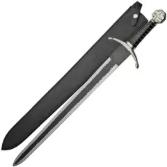 Flint Crusader Fixed Sword 25" Stainless Steel Blade Leather And Wire Wrapped