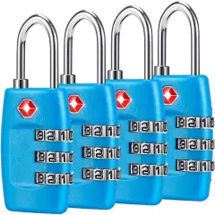 TSA Luggage Locks (4Pack) - 3 Digit Combination Padlocks - Approved Travel Lock 