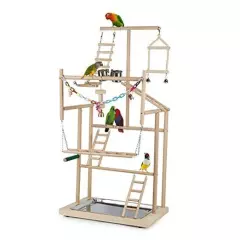 Pet Parrot Playstand Parrots Bird Playground Bird Play Stand Wood 4 Layers