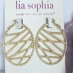 Beautiful Lia Sophia "CROSSHATCH" Hoop Earrings, 1-1/2", NWT