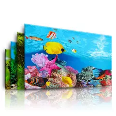 2 in 1 Double-sided Printing 3D Poster Decor Aquarium Fish Tank Background Decor