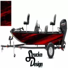 Pontoon Wrap Red Dark Waves Fishing Abstract Graphic Bass Boat Decal Vinyl US