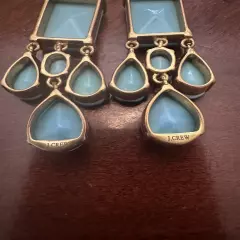 J Crew Gold Tone Turquoise Color Dangle Earrings Statement