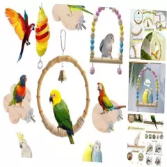 8 PCS Bird Cage Accessories Bird Cage Toys Bird Supplies Parrot Perches Swings 