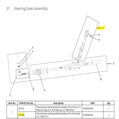 Lower Steering Shaft- Long for STAR Classic & Sport 4P Golf Carts 2008+