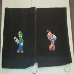 Super Mario Brothers Luigi & Mario Golf Sport Towel Set 16x18 Black 