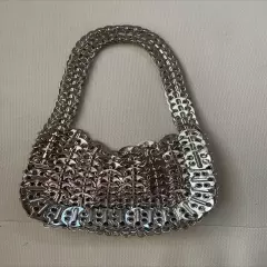 Silver Metal Disc Sequins Crossbody Bag Purse Clutch Rabanne Inspo Mini