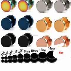 1 Pair Cool Punk Black Stainless Steel Ear Stud Men/Womens Piercing Earrings New