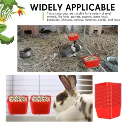 20 Pcs Cage Cups Chicken Feeder Waterer 16 oz Birds Feeders Hanging Bunny Red 