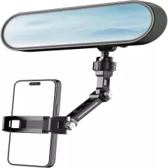 Rearview Mirror Phone Holder, Rotatable and Retractable Car Phone Holder Mount,