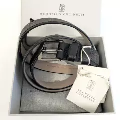 Brunello Cucinelli Women's Monili Trim Beaded Leather Belt Black Size S - Italy