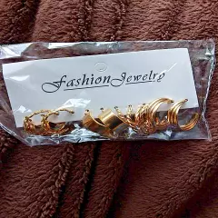 Fashion Jewelry 6 Pair Earrings Half Hoop